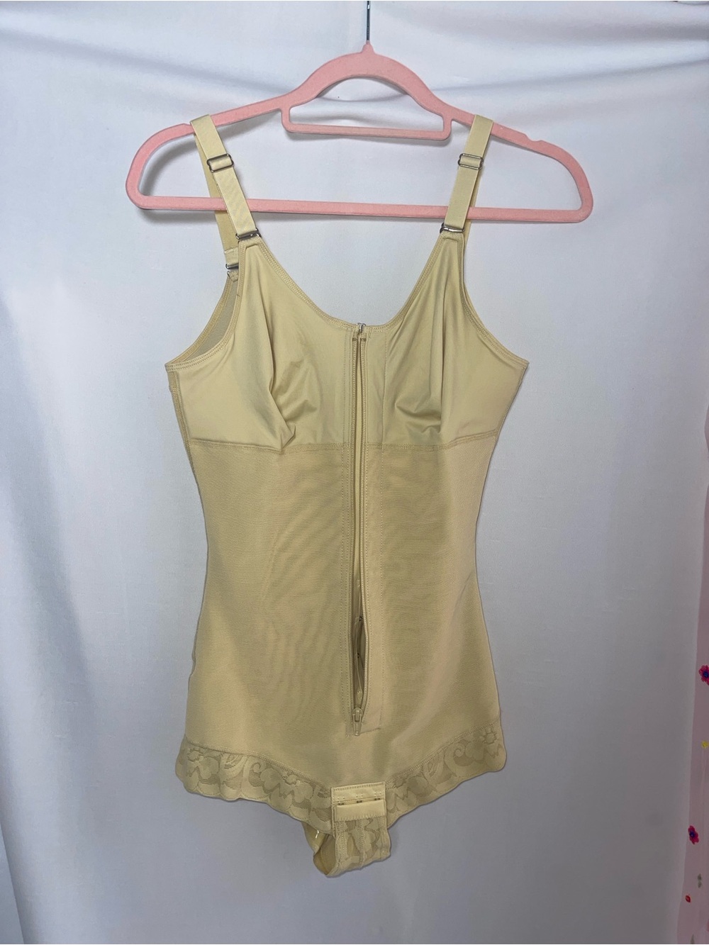 Shapewear Bodysuit with Front Zip in LightCream